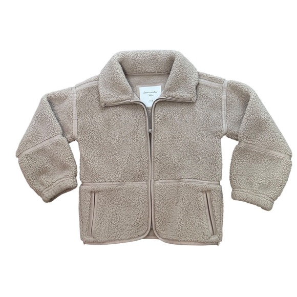 abercrombie kids Other - Abercrombie Kids Tan Faux Shearling Teddy Zip Up Jacket Size 5/6 Beige Fleece